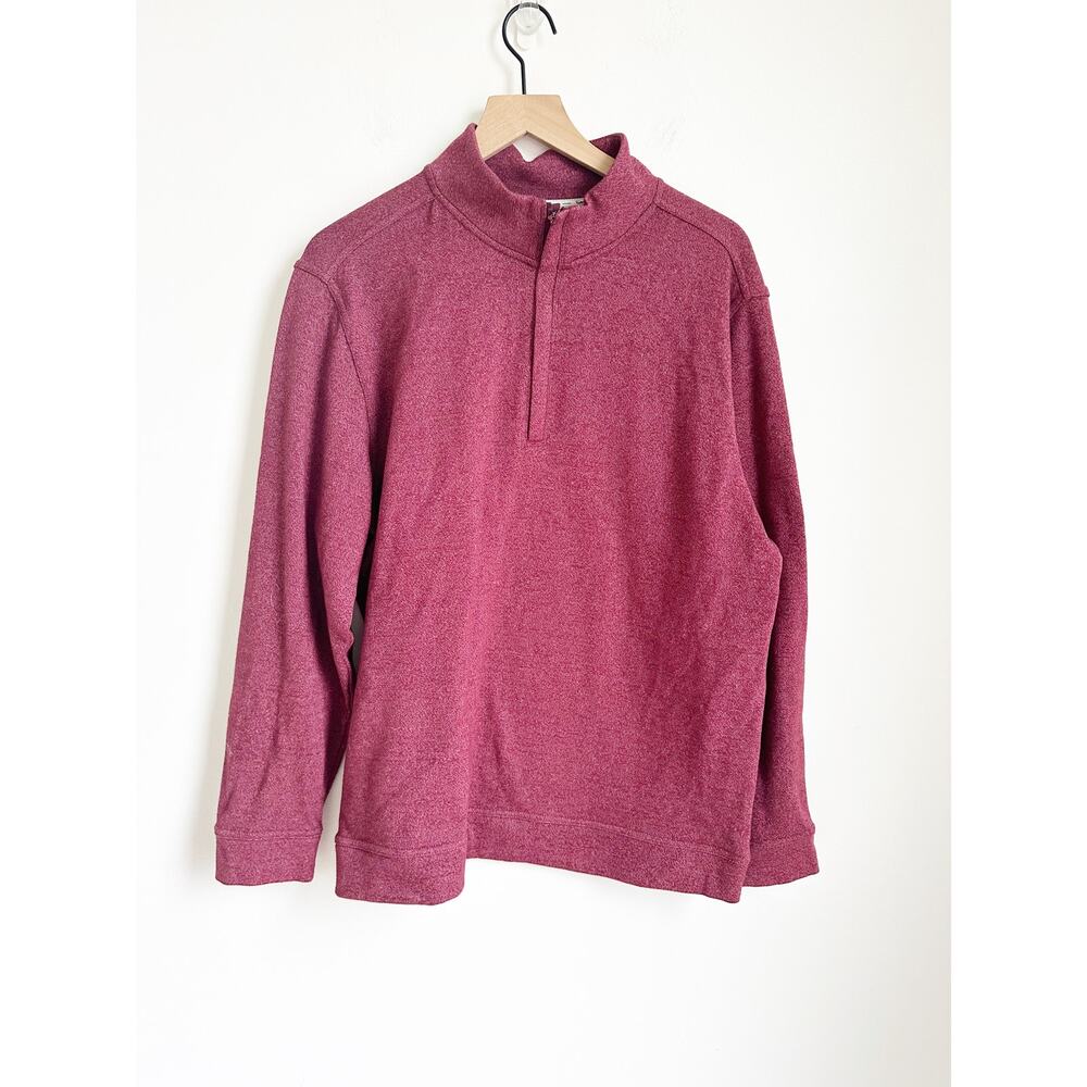 Walter Hagen Men's Clubhouse Midweight 1/4 Zip Golf Pullover Large Red Heathered
